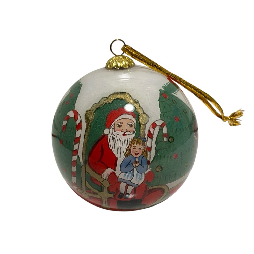 Vintage Li Bien Christmas Ornament Line to See Santa 1998